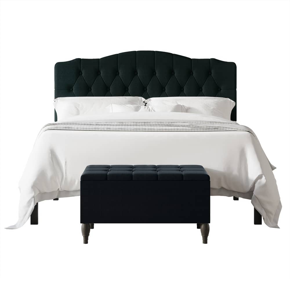 CraftPorch 2 Piece Bedroom Bench Set Transitional Button Tufted Bed