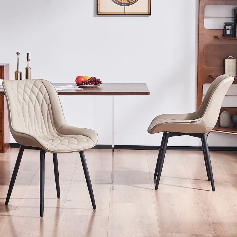 Modern Dining Chairs Set of 2 Upholstered Dining Room Chairs - Khaki