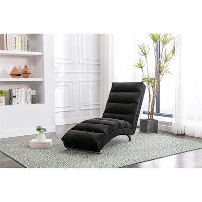 Black Modern 21.65" High Back Upholstered Chaise Lounge Chair with Remote Control and Ergonomic Electric Massage