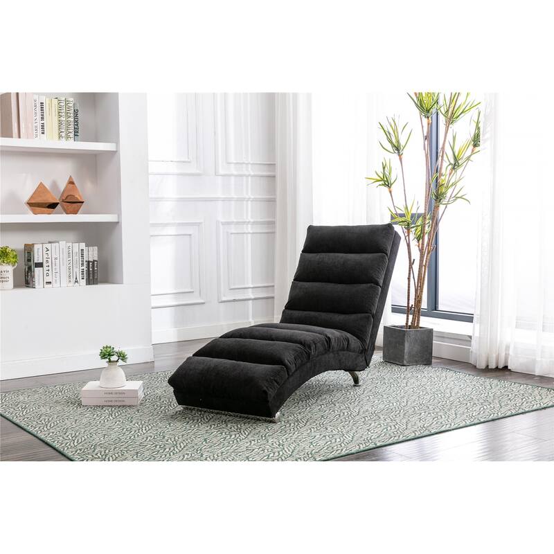 Luxury Upholstered Chaise Lounge Chair with Vibration for Relaxation, Fixed Back Fabric Leisure Recliner Sofa