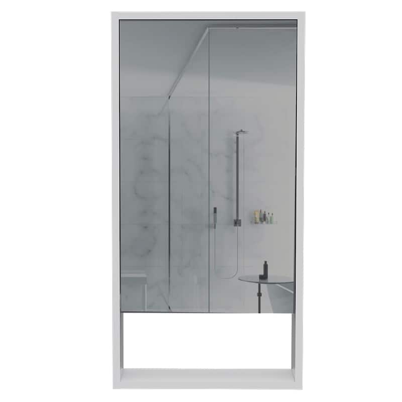 Medicine Cabinet - Large Mirror, Single Door, 2 Interior Shelves, 1 External Shelf, Wall-Mounted Storage