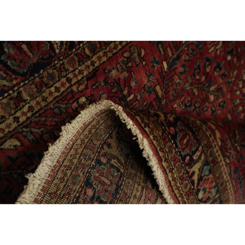 Hand Knotted Oriental 100% Wool Carpet Traditional Floral Red Sarouk Area Rug - 4' 10'' X 3' 4''