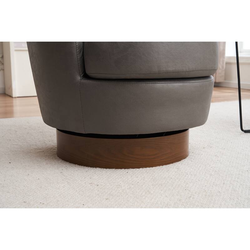 Swivel Barrel Chair, Accent Chairs Armchair for Living Room, Comfy Reading Chairs Round Barrel Chairs with Stainless Steel Base