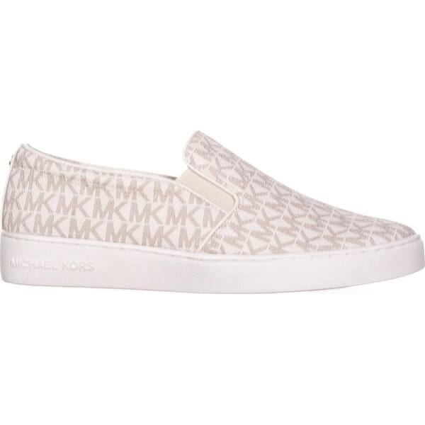 Shop Michael Michael Kors Mk Signature Keaton Slip On Sneakers Vanilla Logo Overstock 19498812
