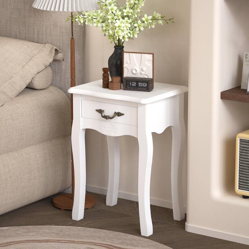 Stylish Floor-standing Storage Table with Drawer and Curved Legs for Versatile Use