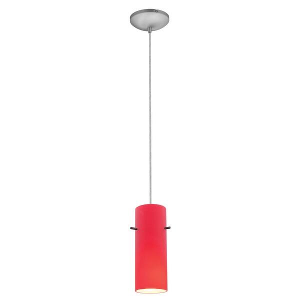 slide 2 of 2, Access Lighting Cylinder Steel Integrated LED Cord Pendant, Red Shade