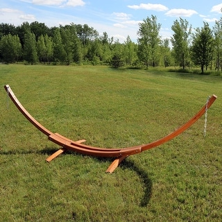 Sunnydaze Wood Curved Hammock Stand w/ Hooks & Chains - 400-lb. Capacity - 13' - 13-Foot Wood Stand
