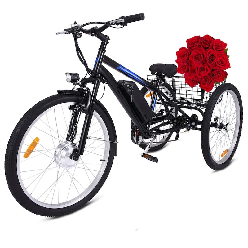 Electric Tricycle Electric Trike, 7 Speeds - Blue - 24In
