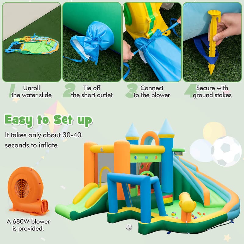 Gymax Inflatable Water Slide Kids Blow up Water Park w/ Climbing Wall