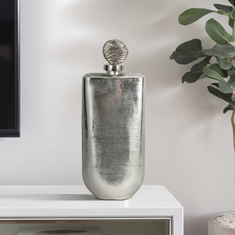 Sagebrook Home Glass and Aluminum Decorative Bottle Jar for Modern Homes - 8" x 8" x 19"