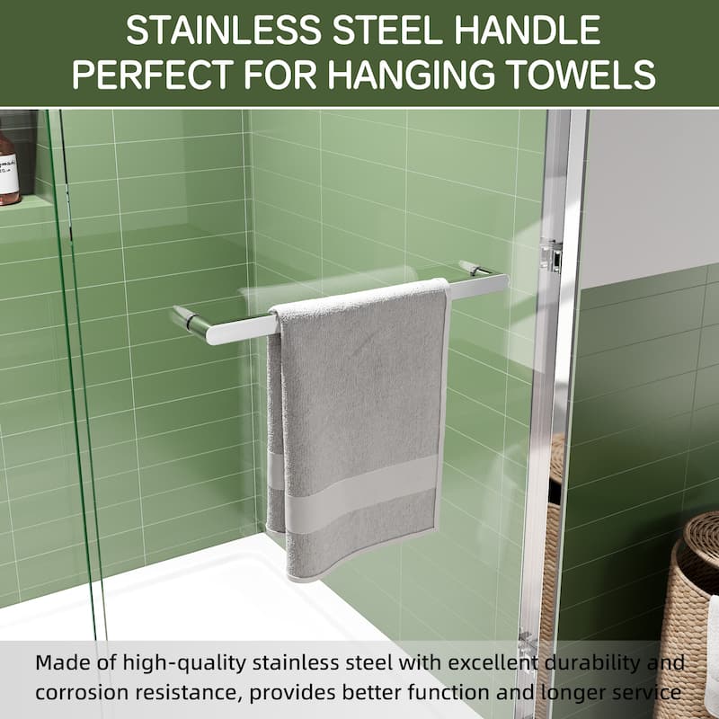 Modern 60 Inch Double Sliding Shower Door, ANSI Certified Glass, Adjustable Width, Stainless Steel Rollers