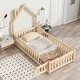 preview thumbnail 40 of 109, Twin/Full Montessori Toddler Floor Bed Frame, Modern House-Shaped Bed Frame with Fence and Full-Length Guardrails for Girls Boys
