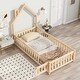 preview thumbnail 2 of 25, Twin Size House-Shaped Headboard Floor Bed with Fence and Small Door