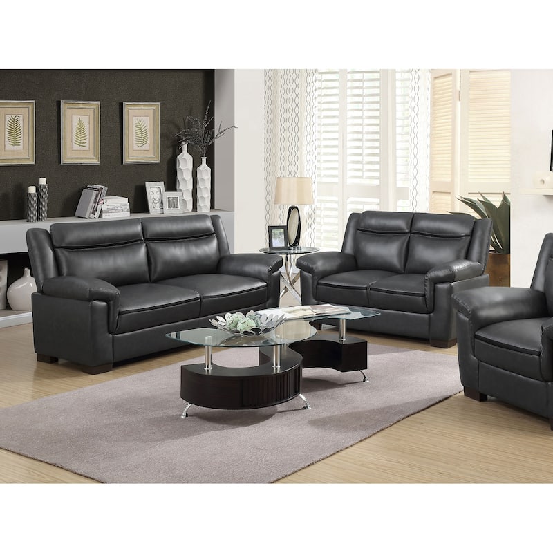 Arabella Transitional Upholstered Padded Arm Sofa Set - Grey - 2 Piece