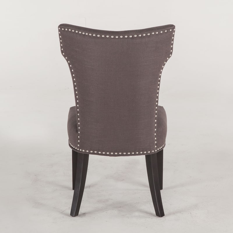 Quincy Set of Two Charcoal Grey Dining Chairs with Nailhead Trim