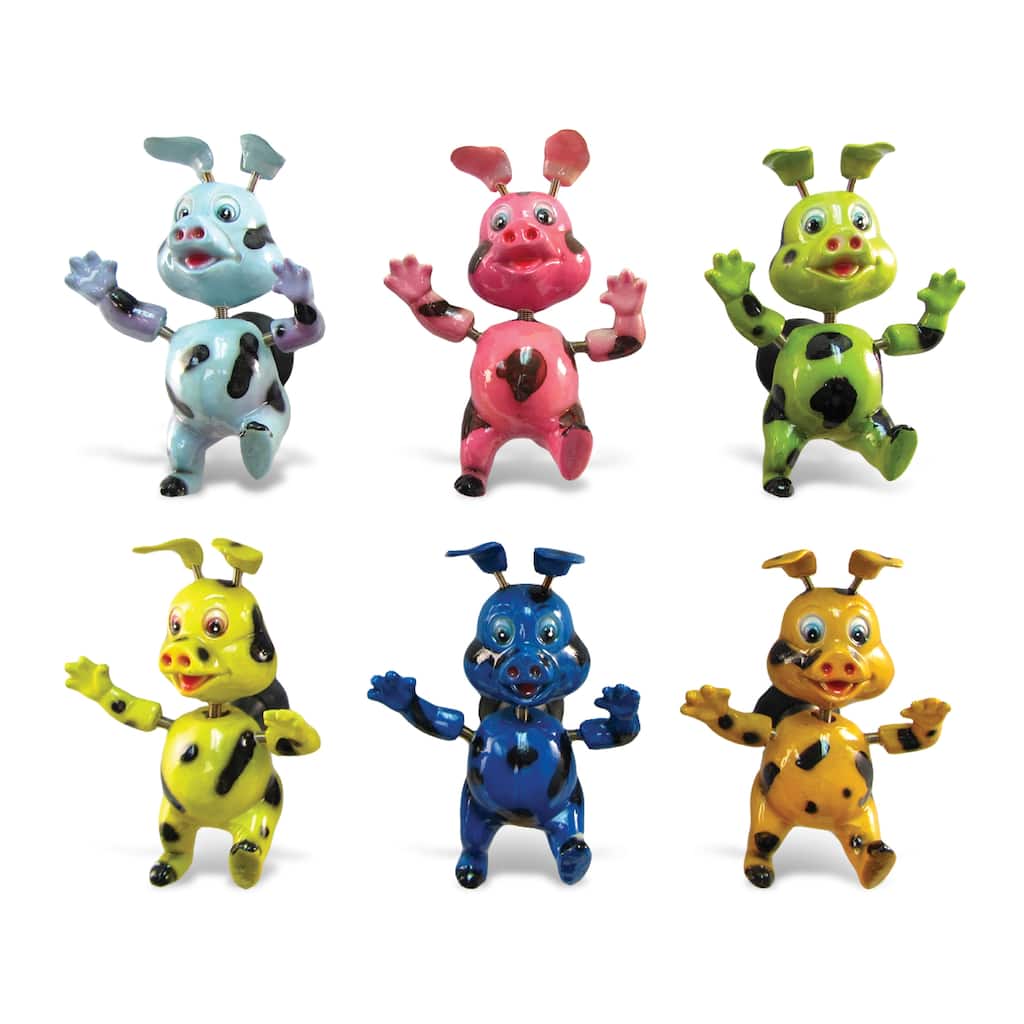 CoTa Global Piggy Refrigerator Bobble Magnets Set of 6 - Multicolor