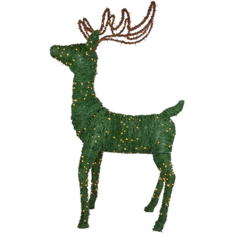 Lighted Standing Topiary Reindeer Christmas Decor 6.5' White LED - Green