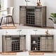 preview thumbnail 14 of 19, Farmhouse 47'' Wine Bar Cabinet Buffet Sideboard Cabinet with 16 Bottle Wine Rack - 15.7"D x 47.2"W x 34.61"H
