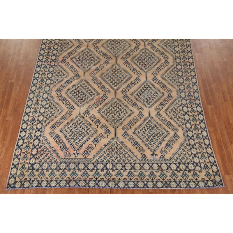 Distressed Bakhtiari Persian Vintage Rug Handmade Wool Carpet - 8'3"x 11'1"