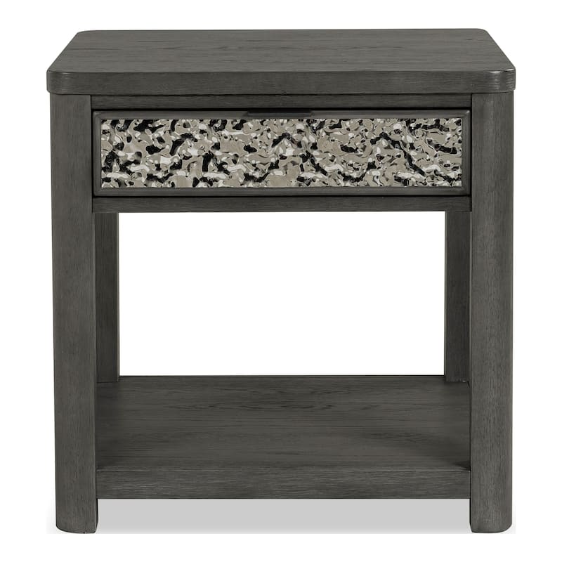 Furniture of America Piez Modern Ash Grey Wood 1-Drawer End Table