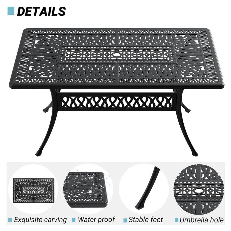 Traditions 7-Piece Patio Outdoor Dining Set with 6 Dining Chairs and Rectangular Dining Table, Rust Free