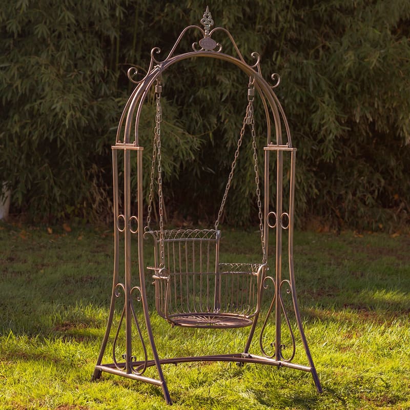 "Oasis" iron Garden Swing Chair in Antique Bronze - 42.9x35.4x78.74