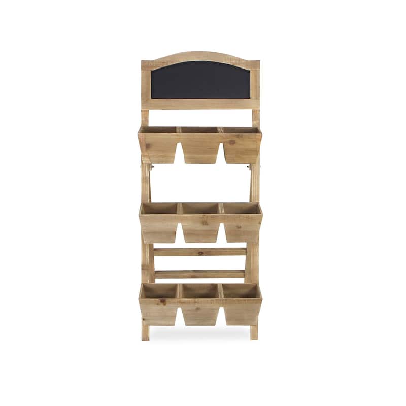 40" Brown and Black Potted Stand with Chalkboard