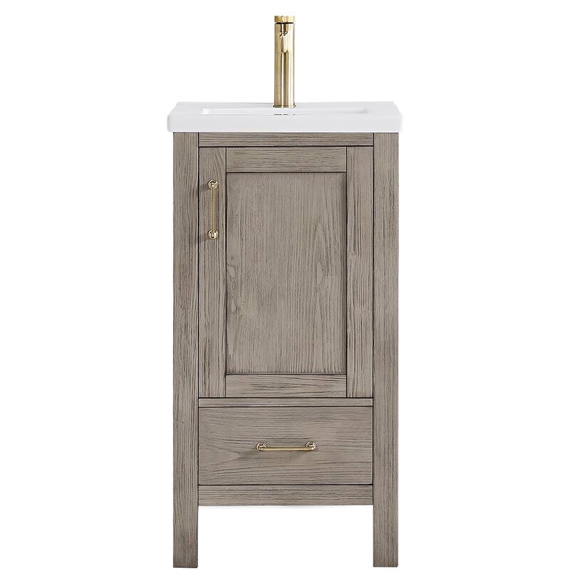Gela Single Sink Bath Vanity with Drop-In Ceramic Basin without Mirror