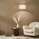 preview thumbnail 9 of 11, Brightech Logan 76 in. Antique Brass Modern Adjustable and Extendable LED Floor Lamp with White Fabric Drum Shade