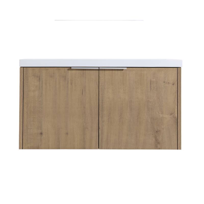 24x18 Floating Bathroom Cabinet with Sink, Soft-Close Doors & Metal Handles, Ideal for Small Bathrooms