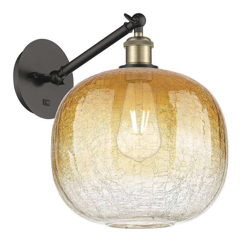 Innovations Lighting Endless Possibilities Ballston - Brookhaven Sphere - 1 Light 11" Adjustable Sconce - Black Antique Brass/Amber