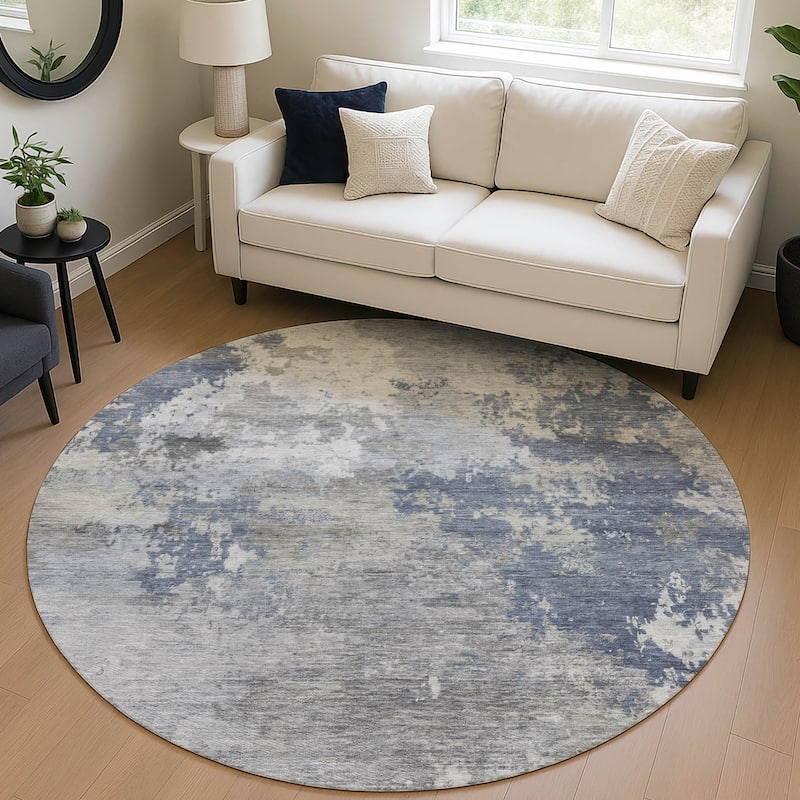 Machine Washable Indoor/ Outdoor Modern Contemporary Chantille Rug