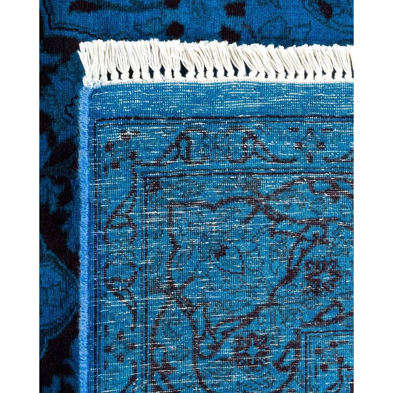 Overton Hand Knotted Wool Vintage Inspired Modern Contemporary Overdyed Blue Area Rug - 4' 7" x 7' 1"