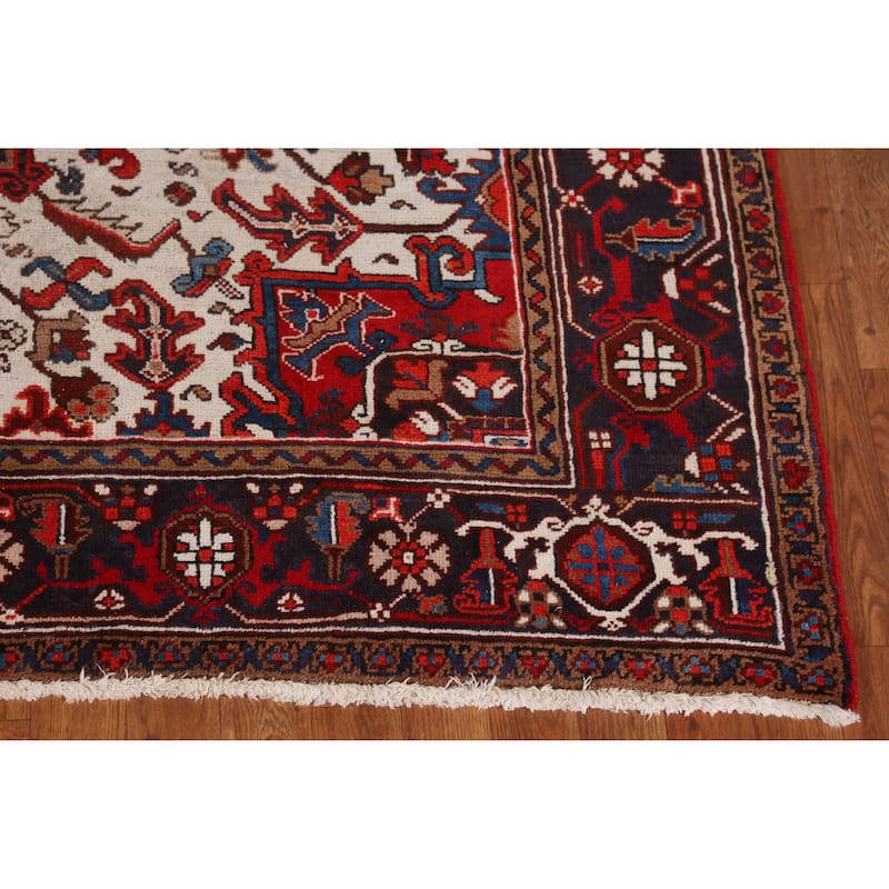 Hand Knotted Oriental 100% Wool Carpet Traditional Medallion Red Heriz Area Rug - 9' 6'' X 6' 10''
