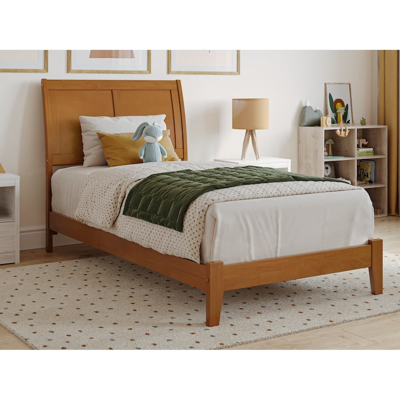 AFI, Portland Solid Wood Low Profile Platform Bed - Light Toffee - Twin