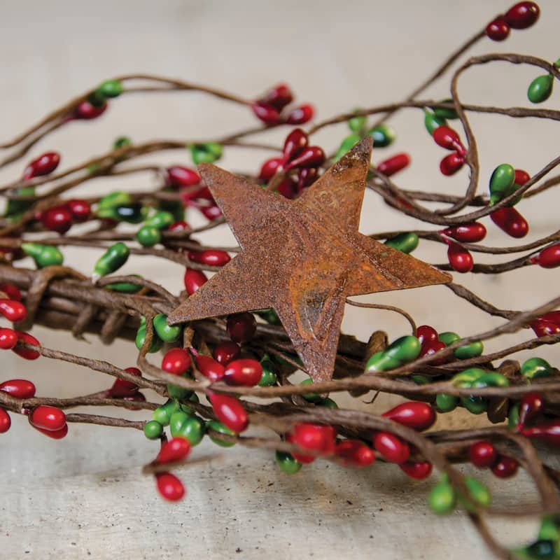 Pip Berry Garland With Stars Red and Green 40" - Red/Green - 40 inches