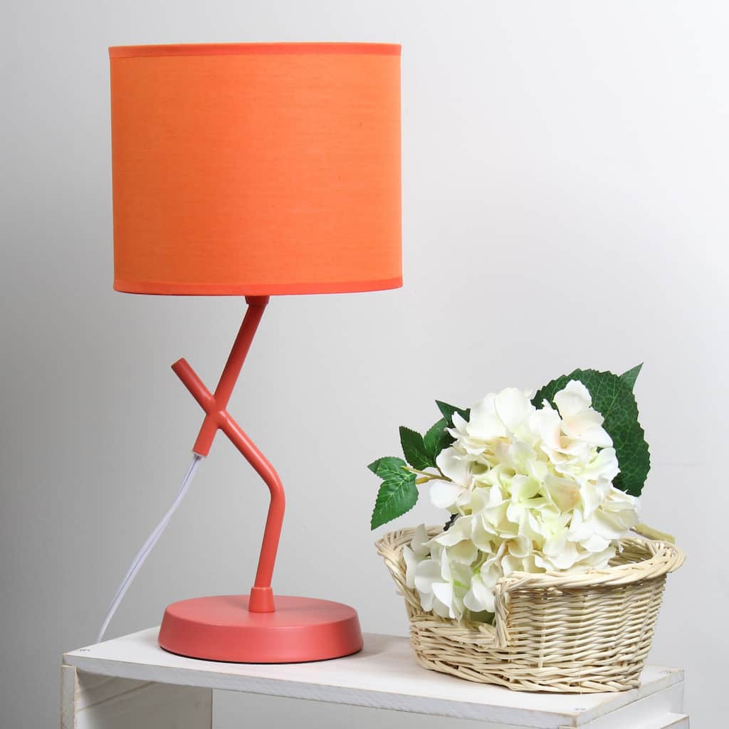 Abstract Angular Table Lamp with Drum Shade - 17" - Orange