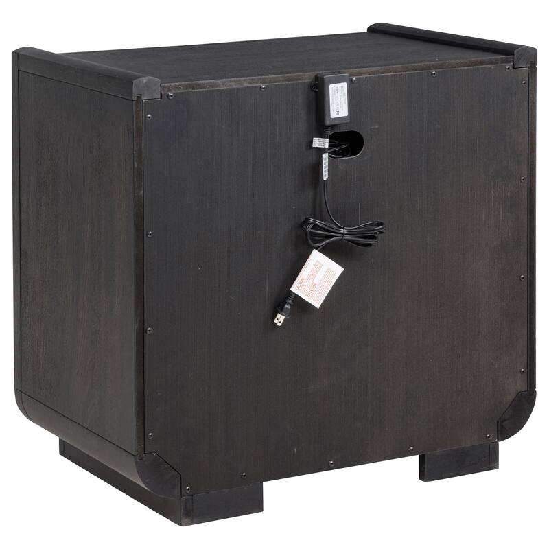Leandro 2-drawer LED Nightstand with USB Burnished Black