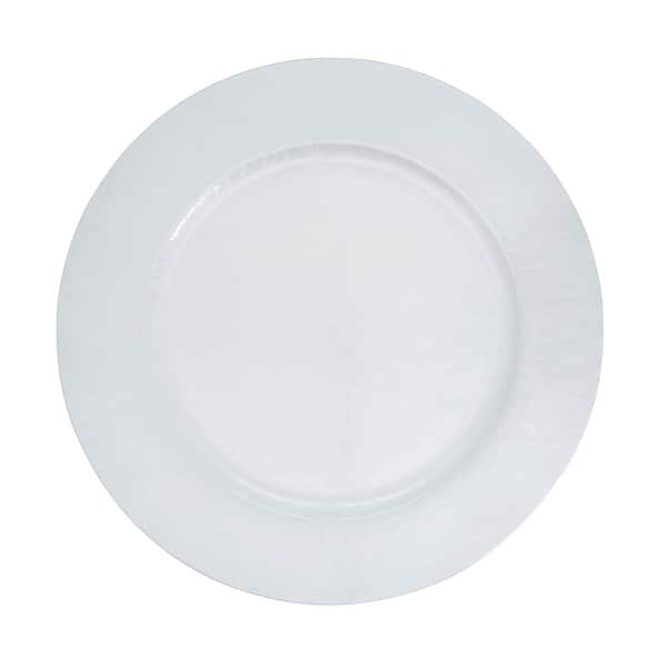 slide 2 of 5, Soft Glow Faux Mother of Pearl Charger Plate (Set of 4) 4 Piece - White