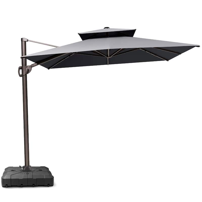 Outdoor 9 x 11 ft Double Top Patio Cantilever Umbrella with Base