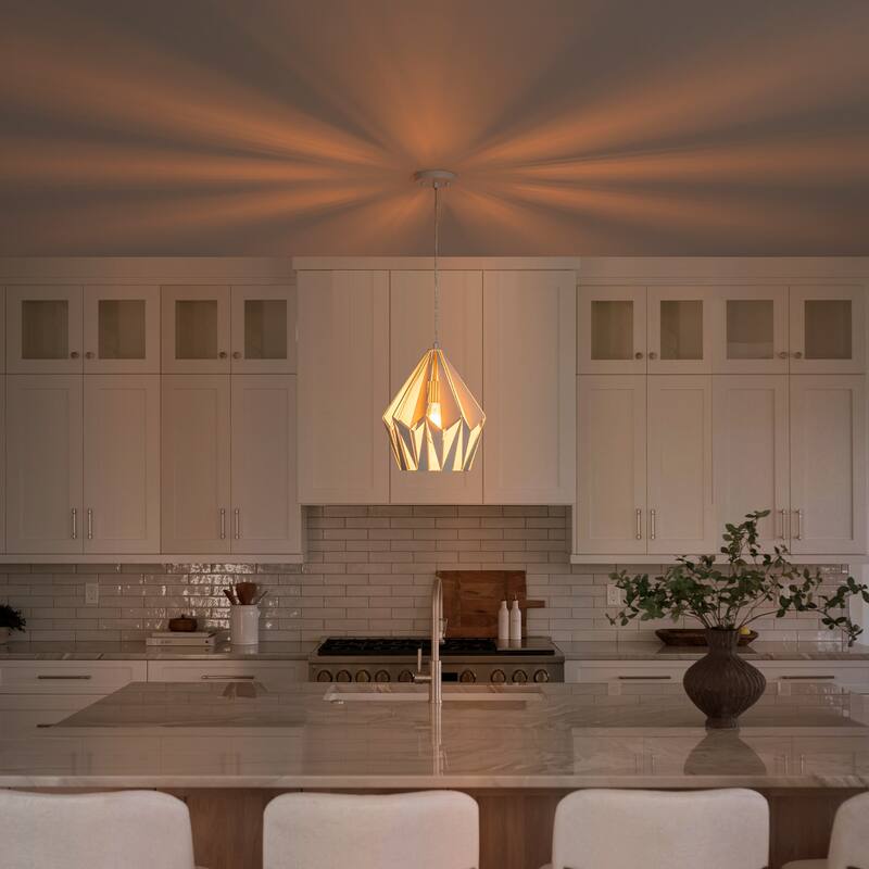 Industrial Geometric Metal Pendant Light Hanging Kitchen Fixture - Dia.12-in