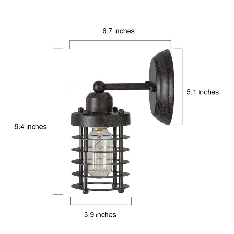 Industrial Mini Cage Wall Sconce Rustic Metal Lamp - 6.7" W x 9.4" H