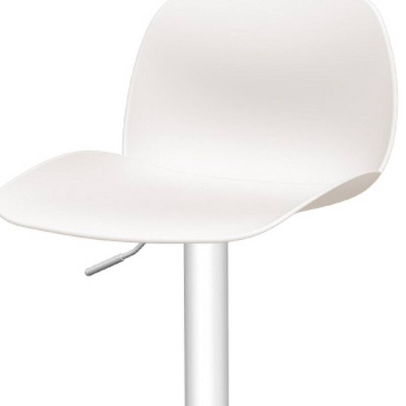 HomeRoots Set of Four White Heavy Duty Plastic and Metal Mid Back Adjustable Height Swivel Bar Chairs