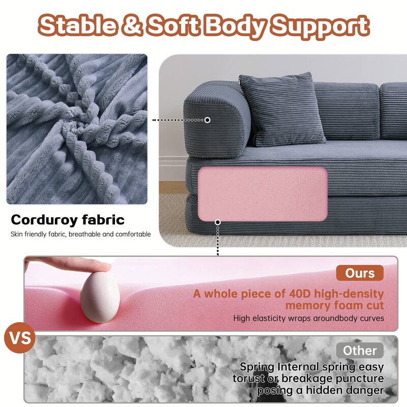 Floor Couch,Compressed Sofa,Convertible Floor Sofa Bed,Enhanced Frame stability,Comfy Couch Lounge Sleeper Bed