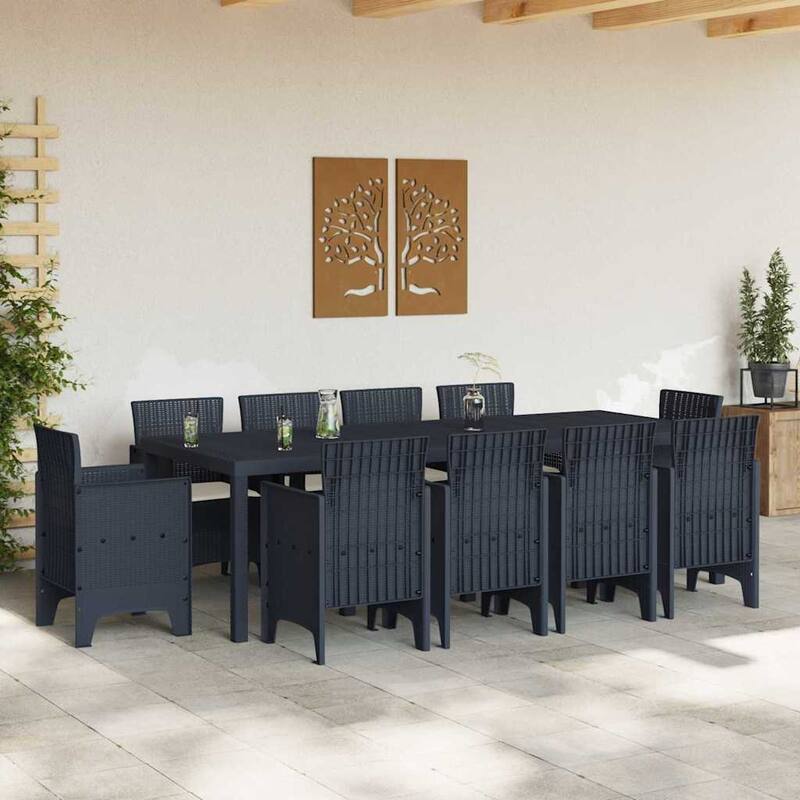vidaXL Garden Dining Set 9/11 pcs Anthracite/Brown Polt rattan - 250 x 100 x 73 cm