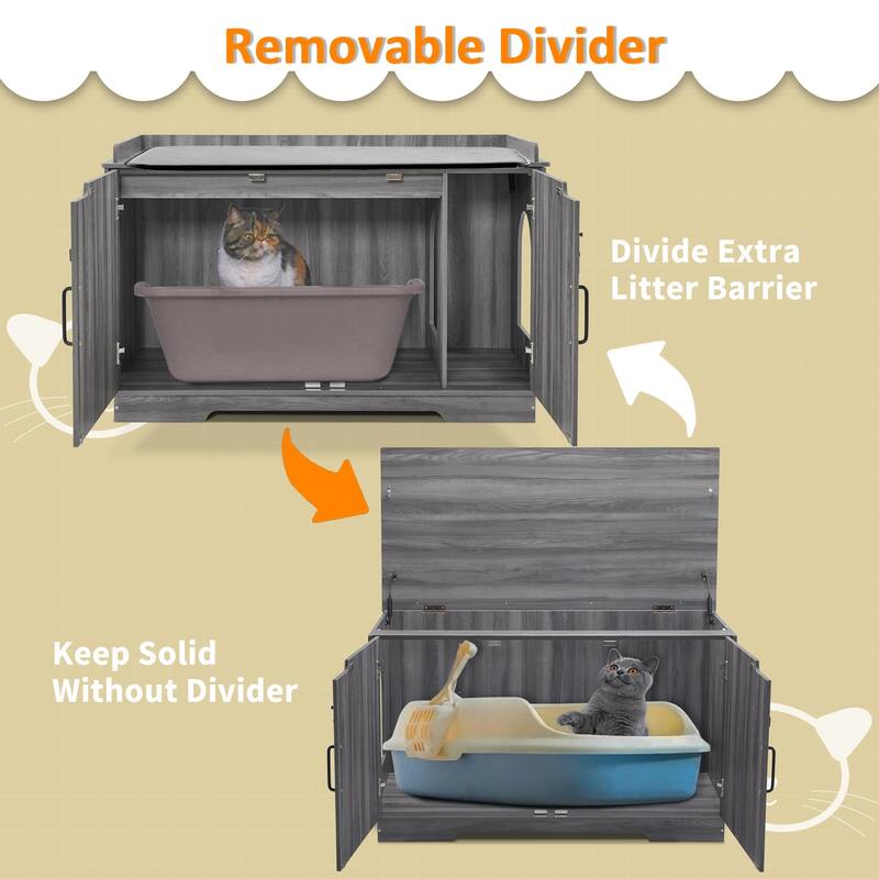 MCombo X-Large Cat Litter Box Furniture Hidden with Top Opening & Divider, Particle Board, CT37