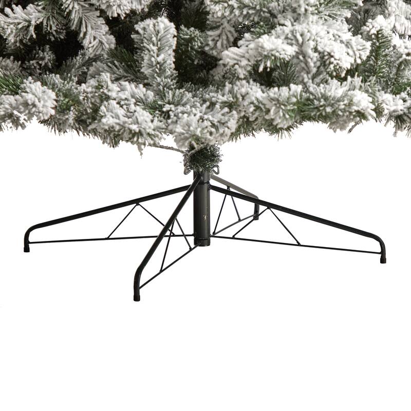 10' Pre-Lit Flocked West Virginia Fir Artificial Christmas Tree, Warm Clear LED Lights - over-10-feet