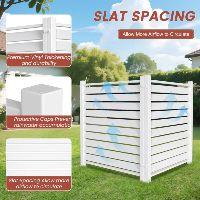 DoCred PVC Air Conditioner Fence, Enclosure w/Metal Ground Stakes