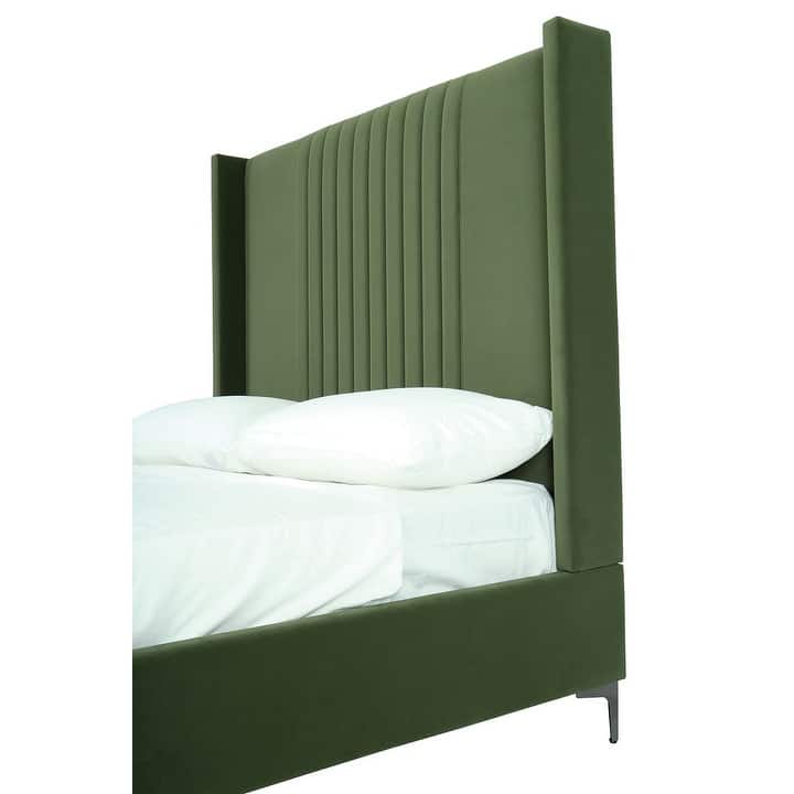 Manhattan Comfort Promenade Mid-Century Modern Velvet Upholstered Bed