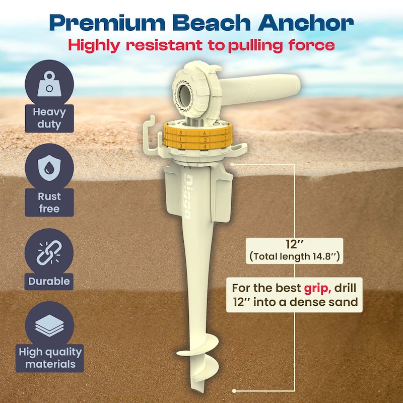 Diggo Dog Stake Beach Anchor - Dog Beach Essentials for All Dog Sizes - 1pc